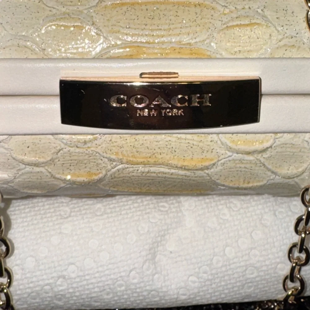Coach Cream and Gold Textured Clutch